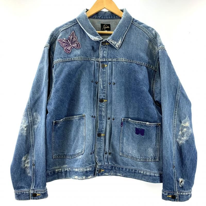 NEEDLES Jacket ニードルス パピヨンパッチデニムジャケット 極美品】ニードルス パピヨン 蝶々 デニムジャケット サイズL
