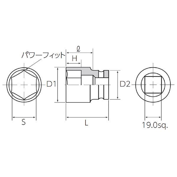 KTC 京都機械工具 19.0SQ インパクトソケット 46mm ディープ薄肉 ピン リング付 BP6L-46TP