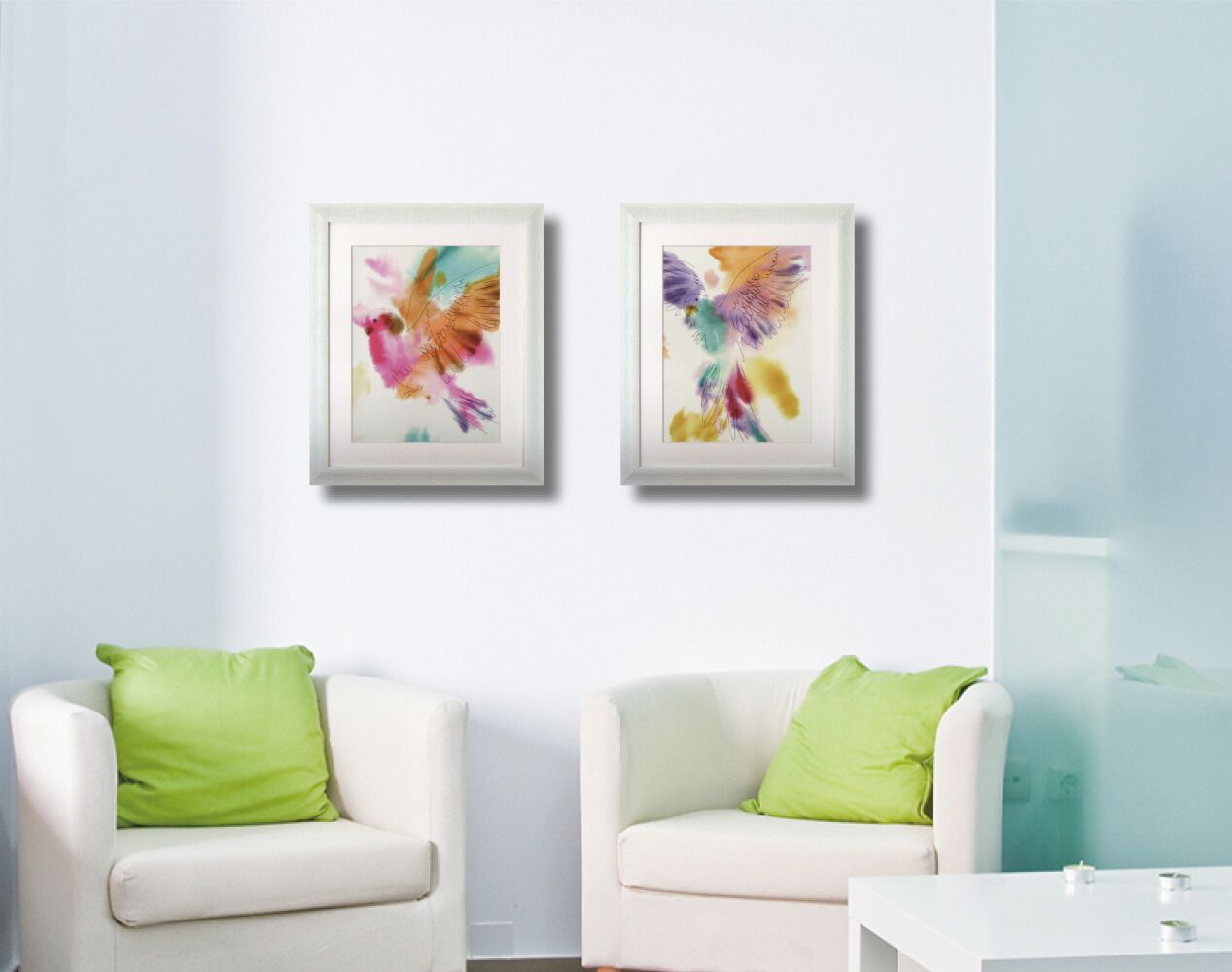 絵画 クリスティーン・ヘグレ Paradise Parrot-Glide インテリア カラフル 鳥 玄関 廊下 壁飾り 額付き アート アートフレーム オフィス モデルルーム 会議室 応接室 LLサイズ