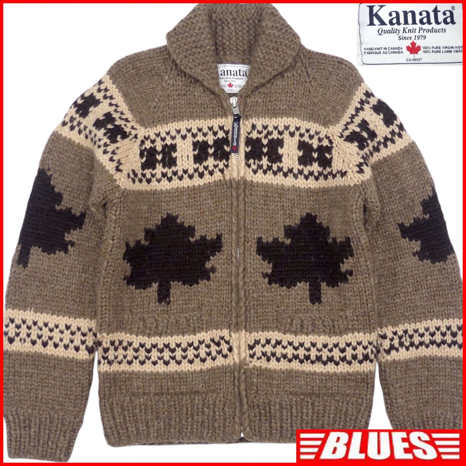 カウチン セーター kanata ハンドニット XL カナダ製 カナタ ウール 42 