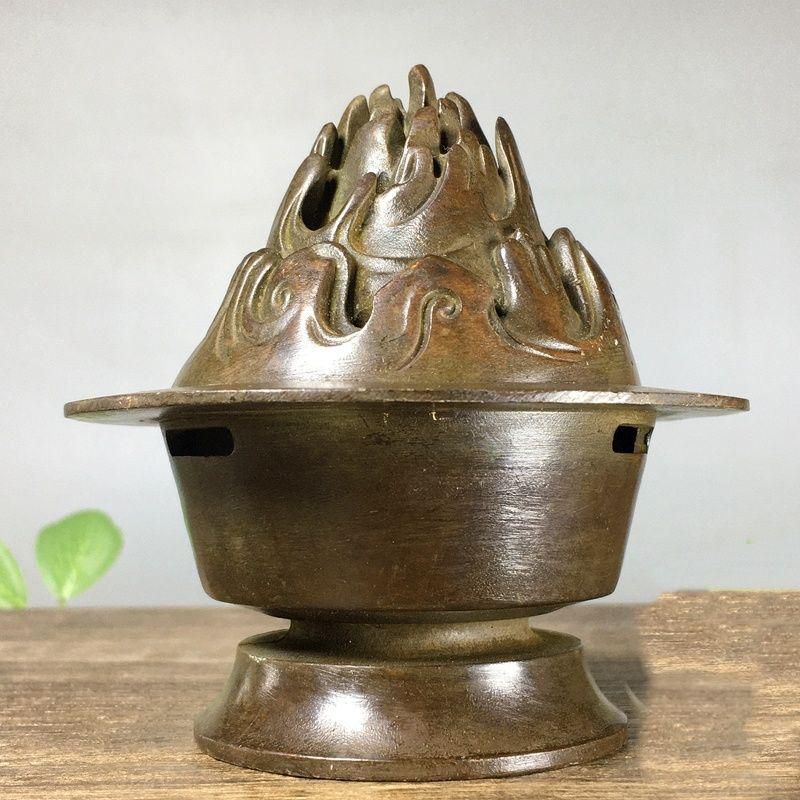 銅 細工 蓮華香炉 室内盤香塔 香篆炉 茶室香薫炉 工芸品 美術品 置物 銅器 博山炉 室内茶道薫香炉 沈香檀香炉 装飾品 工芸品 置物