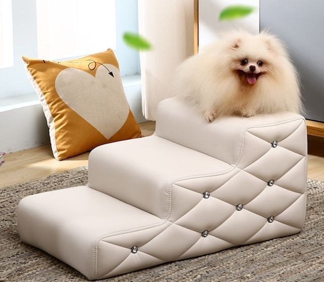3段 ドッグステップ プリンセス 姫系 かわいい おしゃれ 犬用ステップ キルティング 犬用 ペット用 階段 ペットステップ 足腰への負担を軽減 ヘルニア 高齢犬 シニア犬 介護用品 撥水 安定 インテリア ペットインテリア