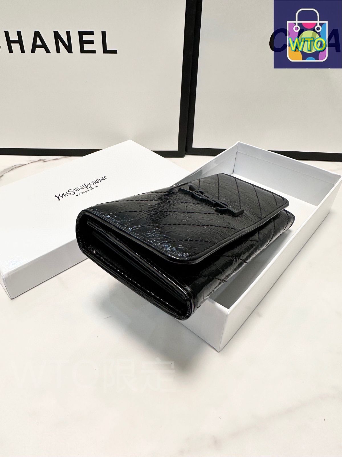 サンローラン、決済用、専用出品 サンローラン モノグラム YSL GNC692061 レザー 財布 ブラック