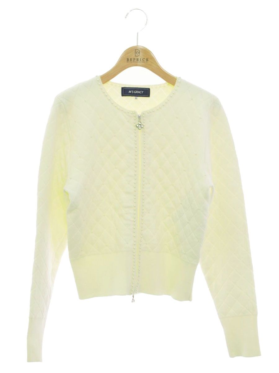【新品・未使用】M'S GRACY ノーカラージャケット 40 アイボリー エムズグレイシー 728554 ノーカラージャケット 40 ホワイト パール
