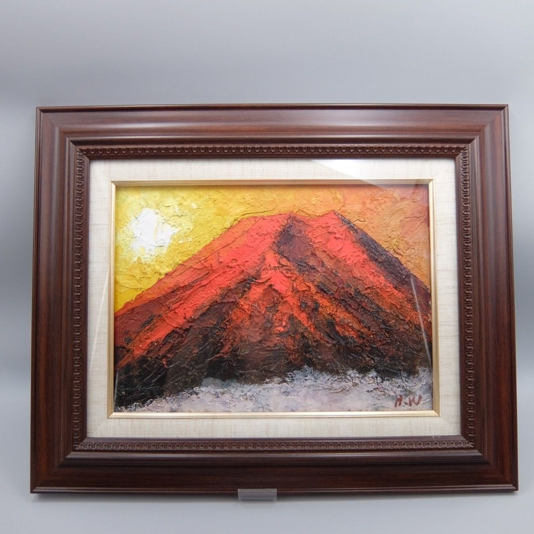 渡部ひでき 作 赤富士 風景画 油絵 油彩 美品】渡部ひでき 作 赤富士 風景画 油絵 油彩 - メルカリ