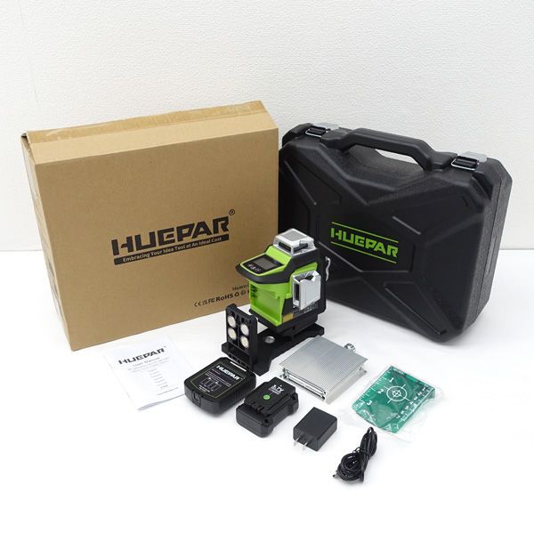 Huepar ◆レーザーレベル 360 レーザー墨出し器 グリーンライン HX04CG 家電