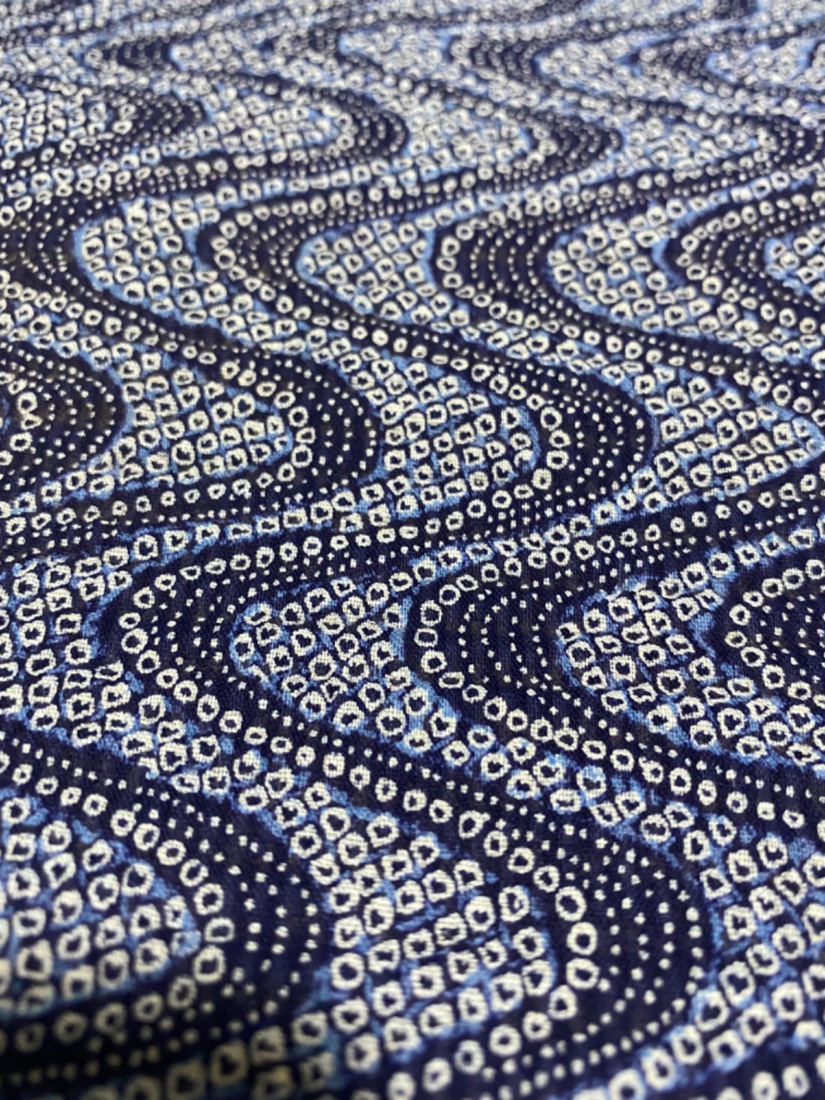 T19 木綿 反物 喝采絞り 流水文 日本小巾綿織物機械捺染工業組合 堅牢