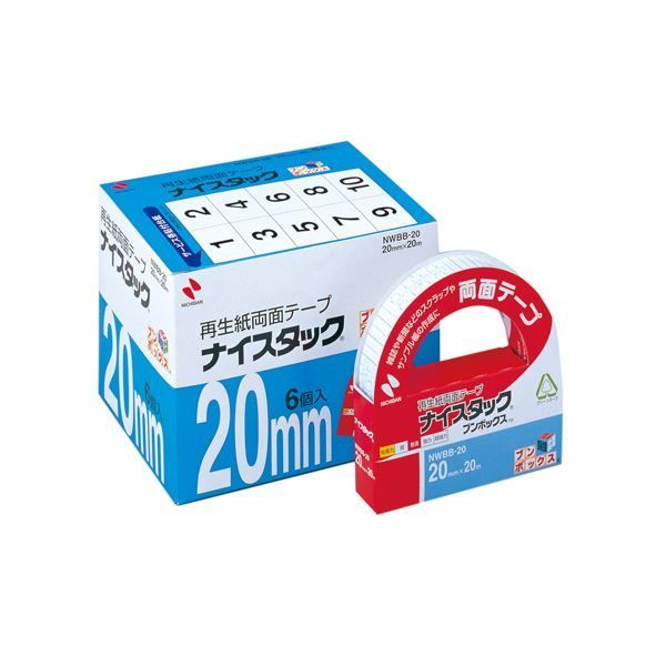 (まとめ) ニチバン ナイスタック 再生紙両面テープ ブンボックス 大巻 20m