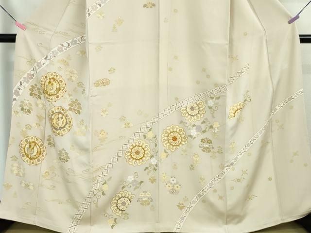 平和屋本店□極上 創業460年・千總 訪問着 駒刺繍 正倉院鳳凰花文 薄い  