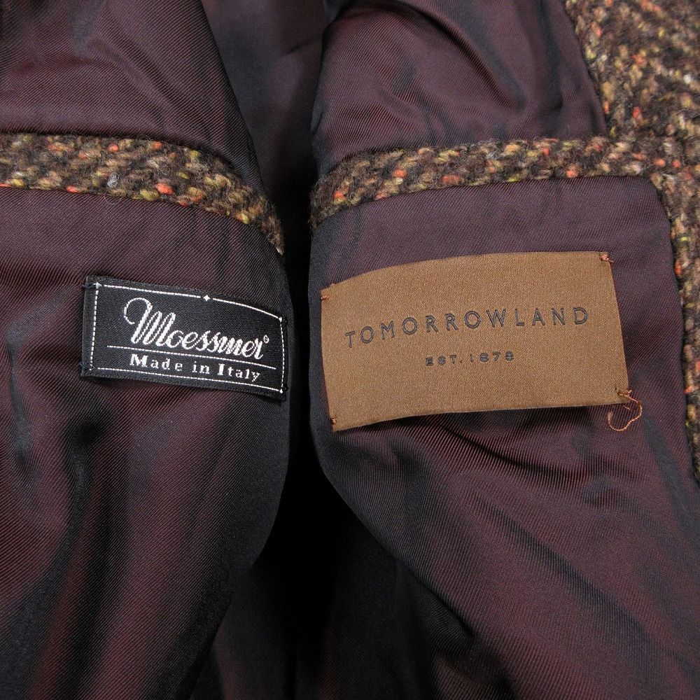 20AW TOMORROWLANDウールツイード ベルテッドステンカラーコート ウールツイード ベルテッドステンカラーコート MOESSMER