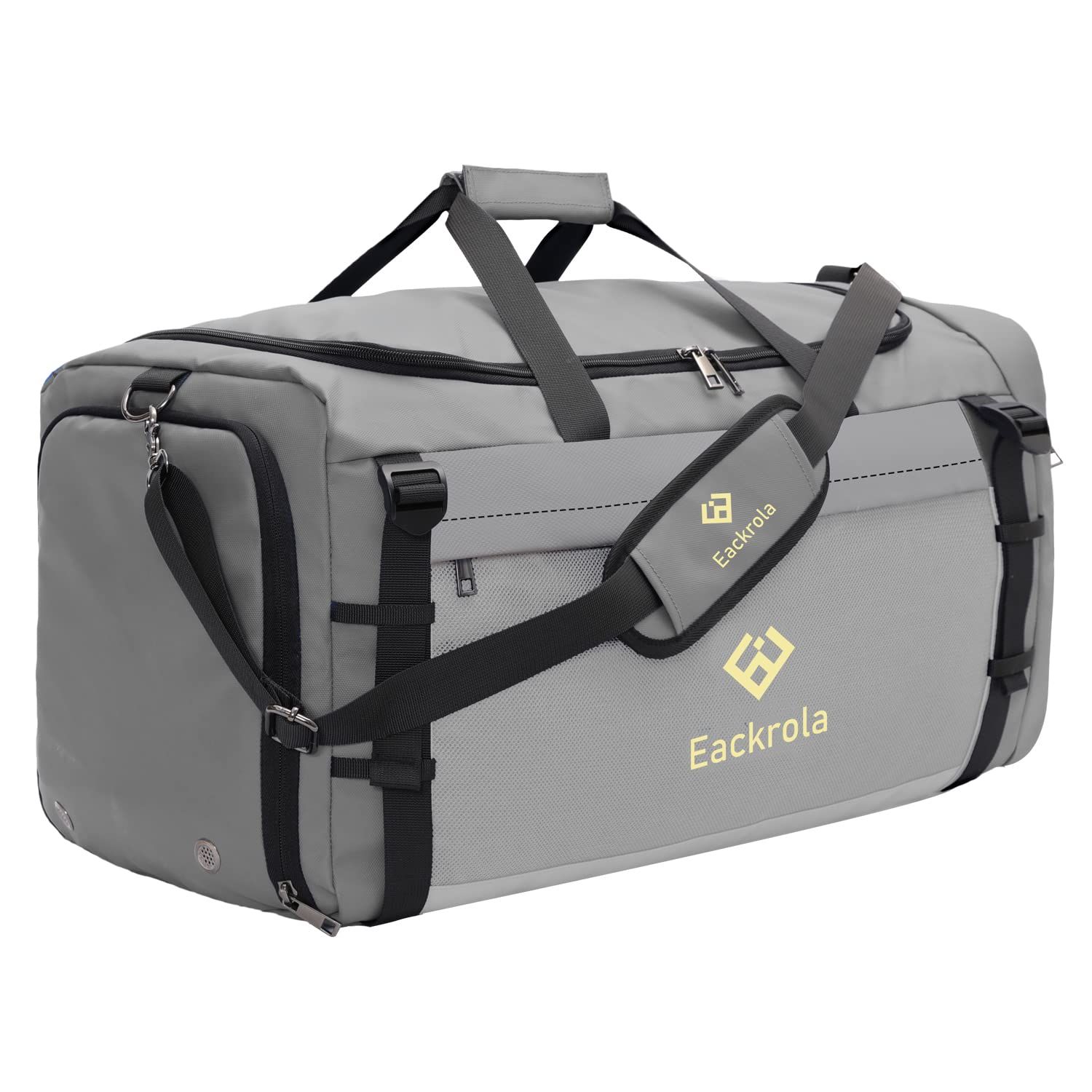 【新着商品】Eackrola ボストンバッグ 旅行バッグ スポーツバッグ ジムバッグ ダッフルバッグ 大容量 超軽量 メンズ ゴルフ 修学旅行 3泊 防水 機内持込 林間学校 男女兼用 (65L，ライトグレー)