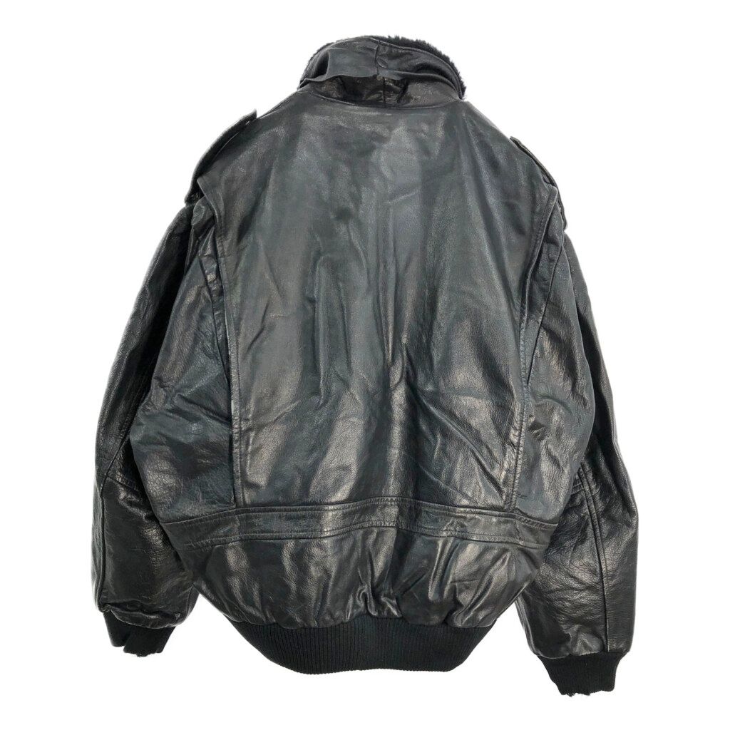 A-2タイプ レザーフライトジャケット ミリタリー ブラック メンズ XL 古着 V6522
