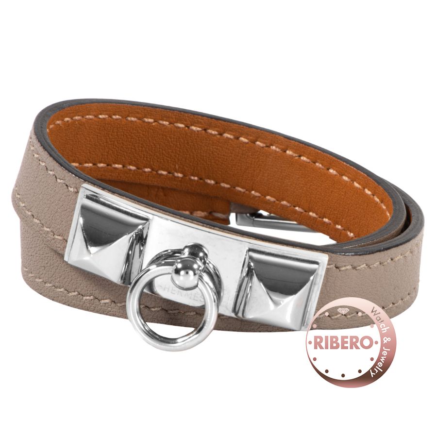 HERMES エルメス リヴァルブレスレット ドゥブルトゥール ブレスレット コリエドシアン ベージュ シルバー A刻印 2017年