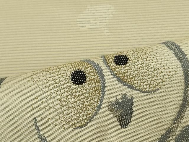 平和屋着物●太鼓柄袋帯　ぜんまい糸　梟　銀糸　正絹　逸品　DAAT0274ob 平和屋着物○太鼓柄袋帯 ぜんまい糸 梟 銀糸 正絹 逸品 DAAT0274ob