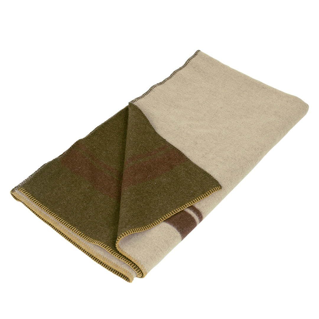 在庫処分 Dulton ブランケット RAILROAD BLANKET カーキ×ベージュ