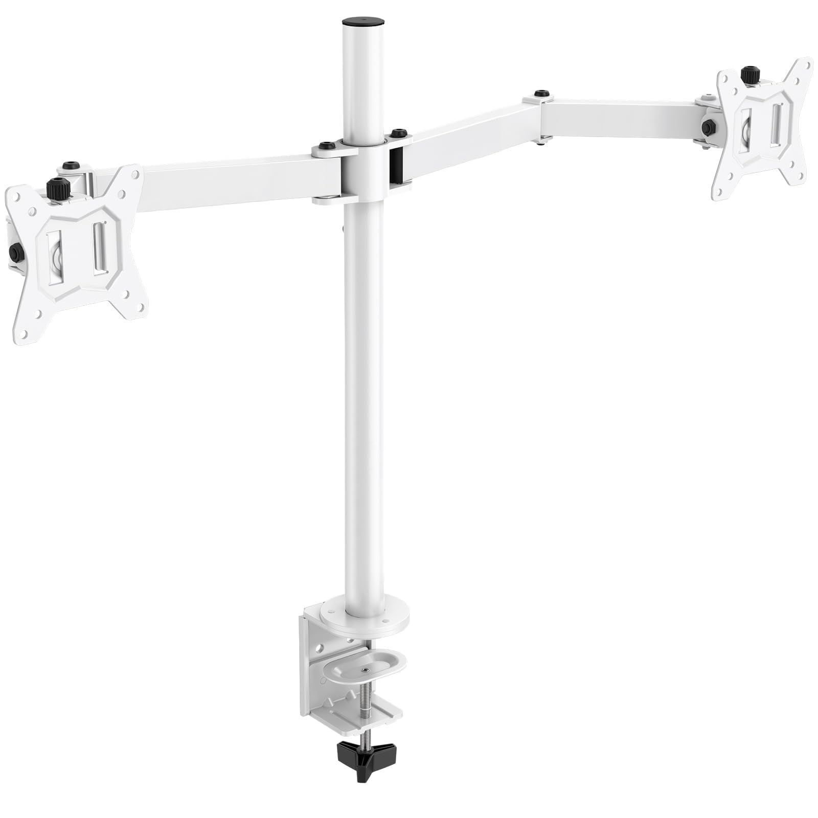 【人気商品】ErGear モニターアーム デュアル 2画面 ホワイト/白 13～32インチ対応 耐荷重2-7kg VESA規格75*75mm 100*100mm ディスプレイアーム PCアーム クランプ式 グロメット式 多角度調節 配線収納