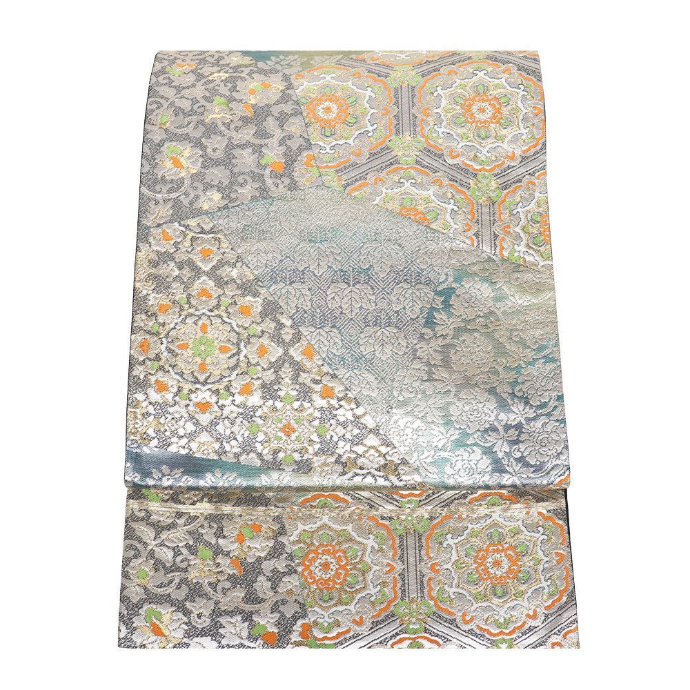 礼装用 袋帯 正絹 金 銀 緑 花兎 唐花 華文 桐 裂取文 Sサイズ F8333 レディース シルク ギフト フォーマル 30代 40代 50代