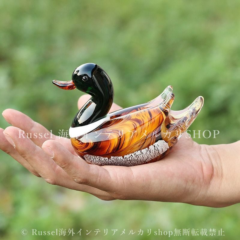 オブジェ 置物 ガラス お洒落 アニマル オシドリ 鴛鴦 かわいい