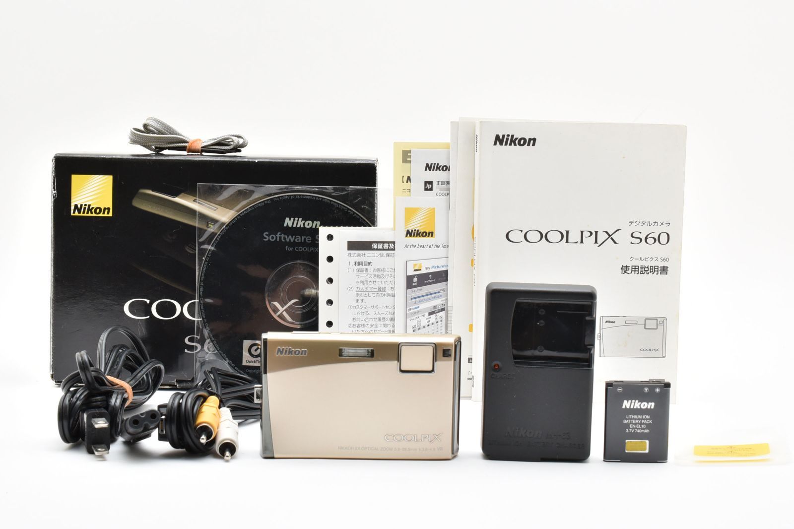 美品 動作品 Nikon COOLPIX S60 3.5型液晶 Nikon Coolpix S60 Digital Camera (Champagne Pink) 26132 B&H
