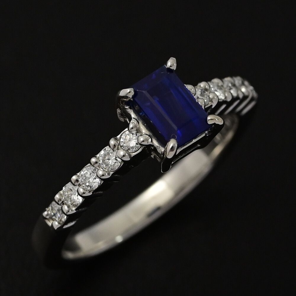 1P･サファイア･ダイヤモンドリング･指輪 Pt900-5.2g