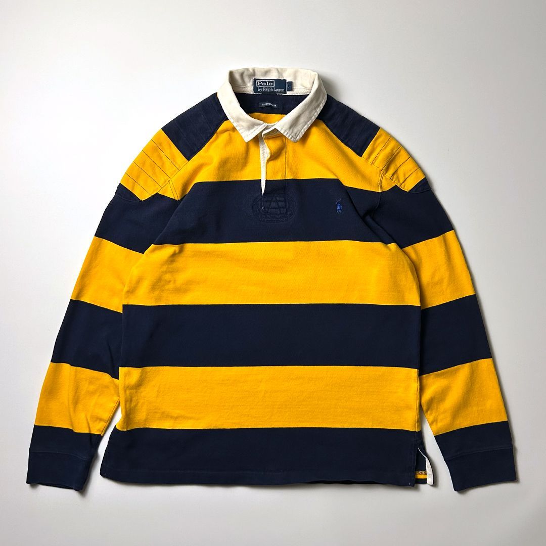 Polo by Ralph Lauren ラガーシャツ L ネイビー/イエロー POLO Ralph Lauren ポロ ラルフローレン ラガーシャツ L ネイビー 紺