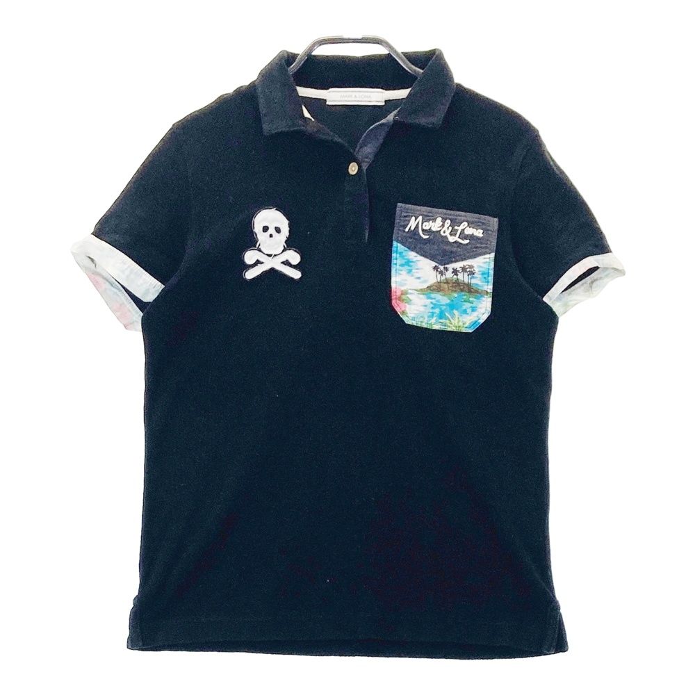 サイズ M MARK-LONA マークアンドロナ 半袖ポロシャツ パイル地 ブラック系 240101510913 ゴルフウェア レディース ストスト