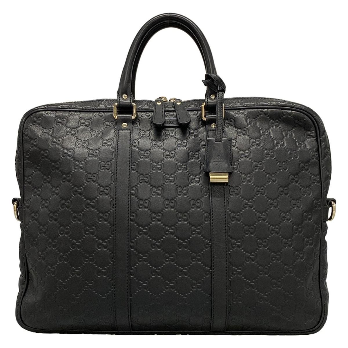 GUCCI グッチ ビジネスバッグ シマライン 201480 黒 本体ロックなし レザー