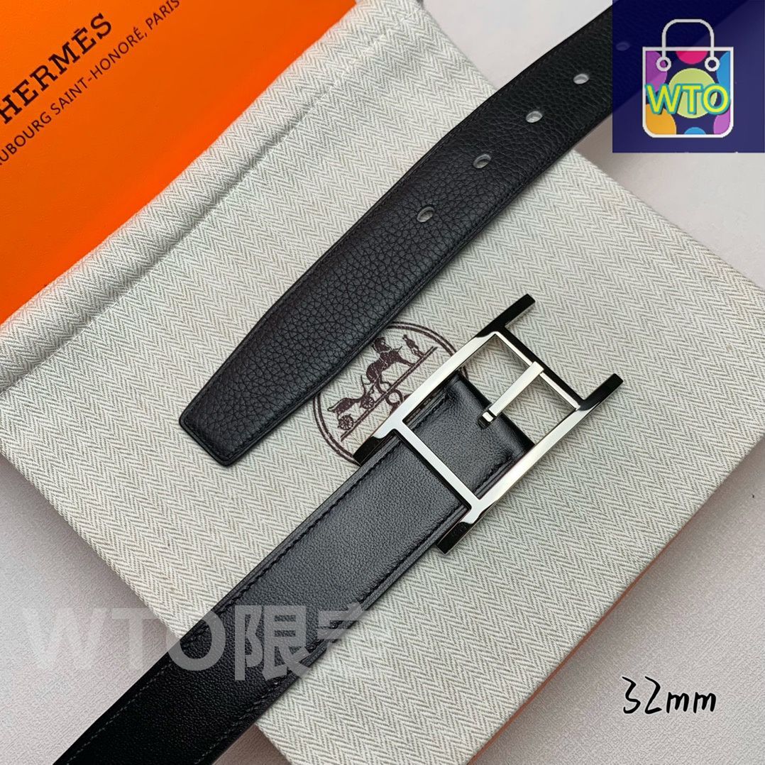 HERMES ストラップ レザーベルト HERMES ベルトバックルアンクル＆リバーシブルストラップ13 mm