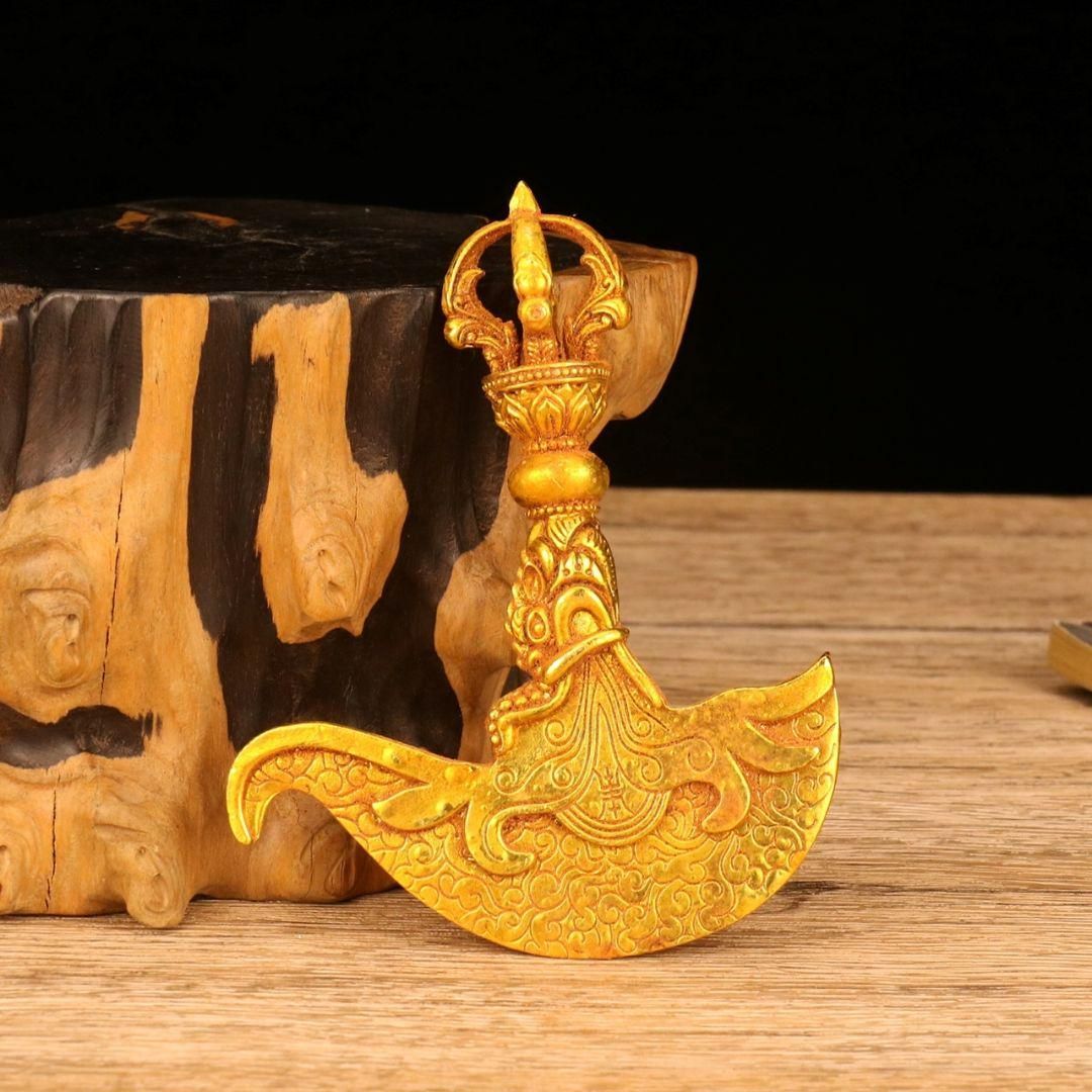 法器 ?金金剛杵 五股金剛斧 降魔杵 鎮宅 辟邪 開運 風水 招財 置物