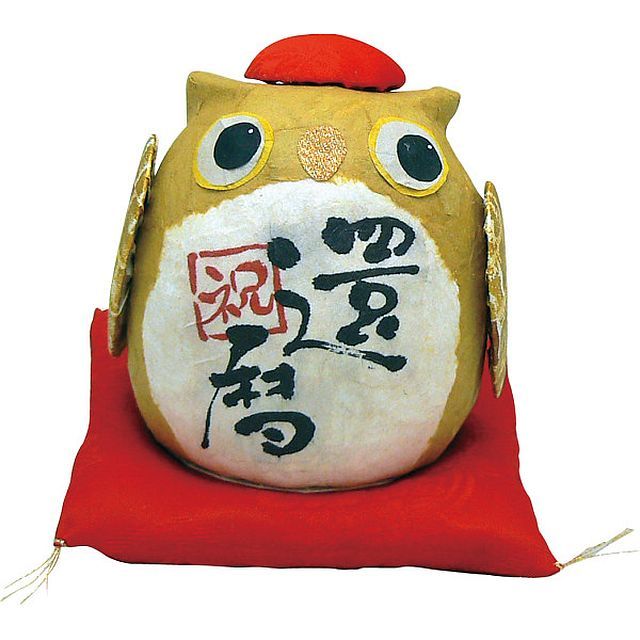 【ギフト】ちぎり和紙 長寿の祝いふくろう 還暦