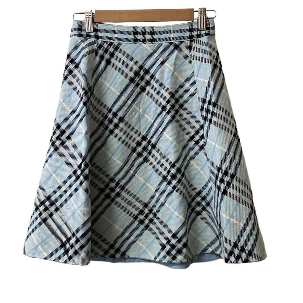 Burberry Blue Label バーバリーブルーレーベル スカート サイズ36 S レディース - ライトブルー×黒×白 ひざ丈|チェック柄