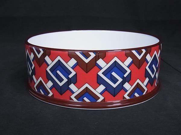 ♥ GUCCI グッチ RICHARD GINORI ジオメトリックG フードボール ペット用 レッド系×マルチカラー BP1504