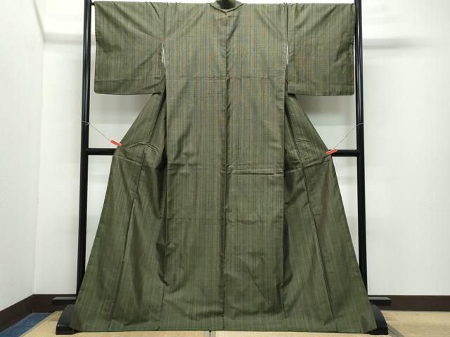 平和屋着物●本場大島紬 9マルキ 竹並び文 ロング丈 正絹 CAAZ0912vf