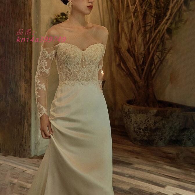 MAX90％オフ。 ウェディングドレス 二次会ドレス 白 オフショルダー マーメイドドレス トレーンドレス 透かし彫り ロングドレス 挙式 花嫁ドレス 結婚式ドレス セクシー kni4a399749