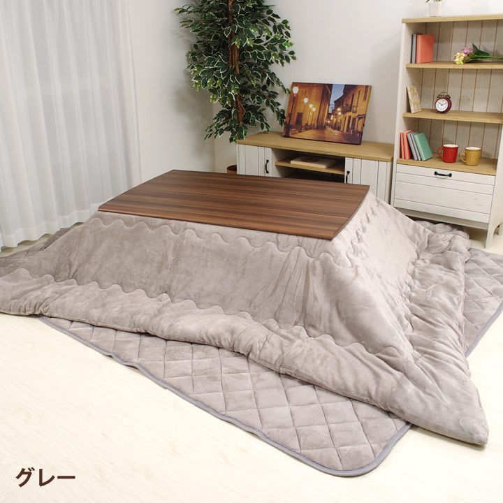 こたつ掛布団＋敷布団セット【Ｄフランネル２　掛 185×235＋敷 190×240】こたつ布団 抗菌防臭 人気 フランネル こたつ掛け布団 敷き布団 厚掛 おしゃれ 無地 リバーシブル グレー チョコレー こたつ布団 正方形 掛敷セット「 Dフランネル 掛敷布団