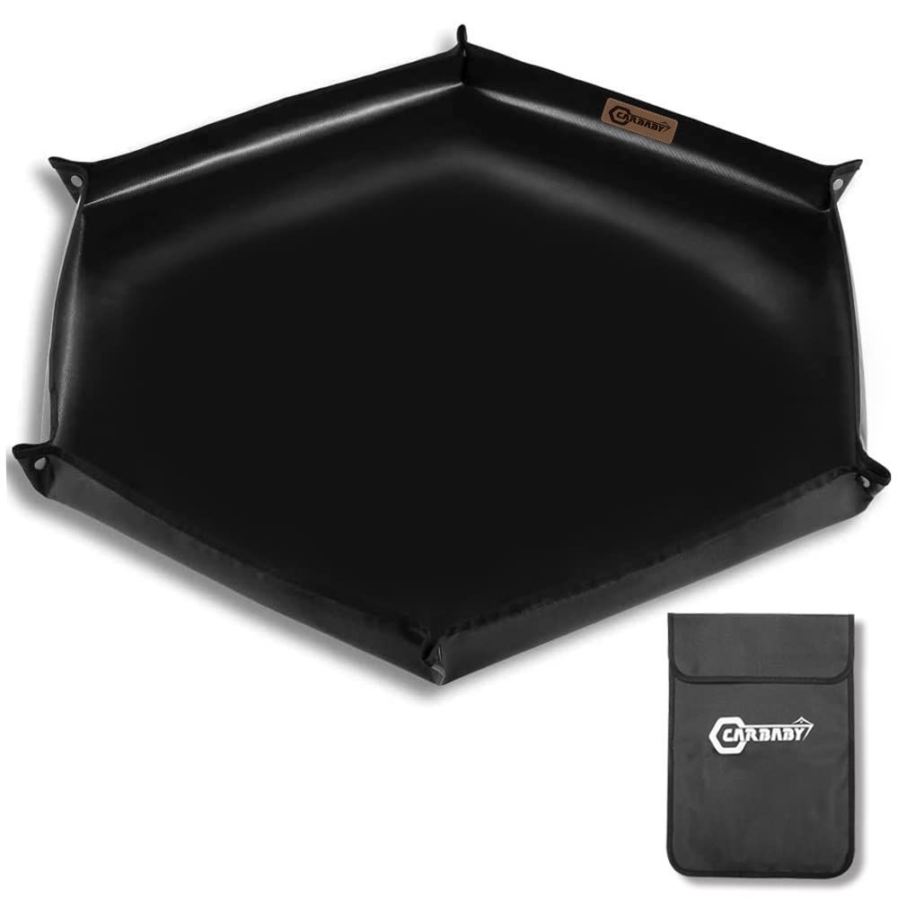 ブラック105×105cm CARBABY 焚き火シート 焚き火台シート スパッタシート 六角形 ブラック 縁立てる 耐火 耐熱 芝生保護 キャンプ 瞬間使用温度:1500℃まで サイズ:105×105cm 収納袋付
