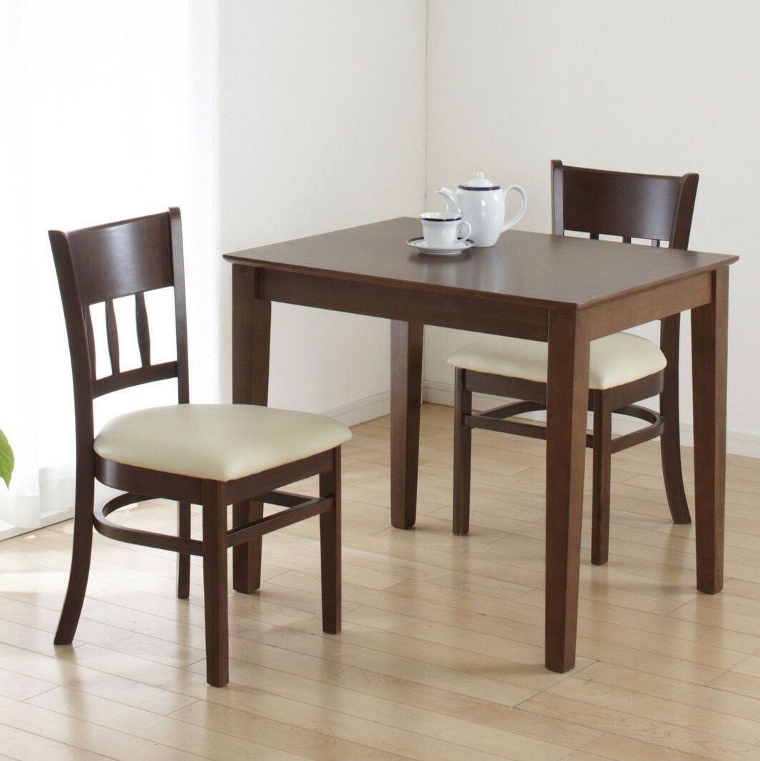 ♪２人用 天然木 ダイニング 3点セット テーブル＋チェア2脚 幅85✕奥行65cm ダイニングテーブル ダイニングチェア ダイニングセット 2人暮らし 二人暮らし 一人暮らし