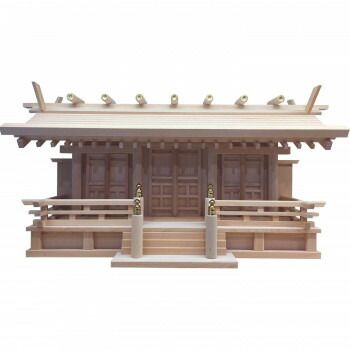 神棚の里 木曽桧 神棚 低床通し屋根三社月読 唐戸