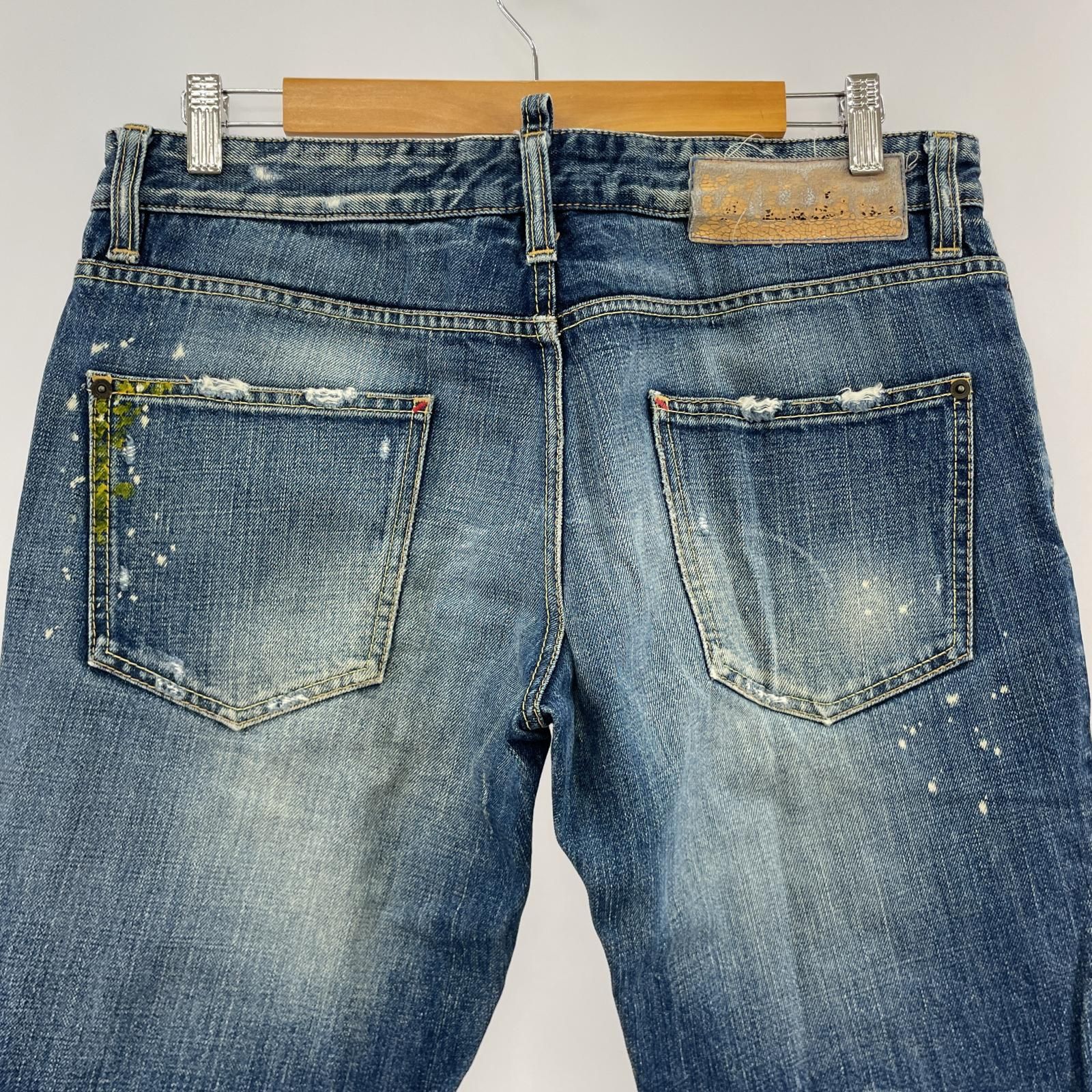 DSQUARED2 ダメージ加工 ダークブルー デニムパンツ 50 DSQUARED2 ダメージ加工ダークブルーデニムパンツ