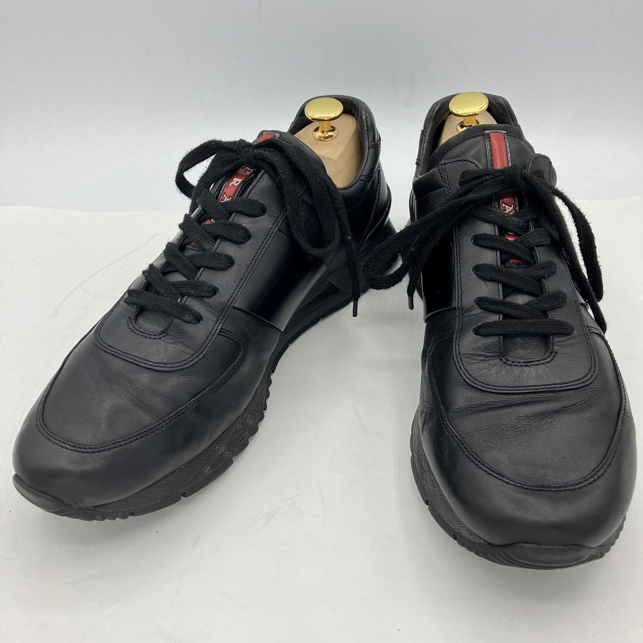 プラダスポーツ PRADA SPORTS レザースニーカー ローカット ブラック 8 ...