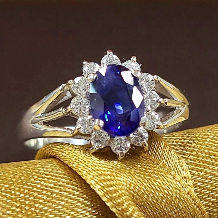 ロイヤルブルー ほぼ1.5ct サファイア ダイヤモンド プラチナ リング 鑑別