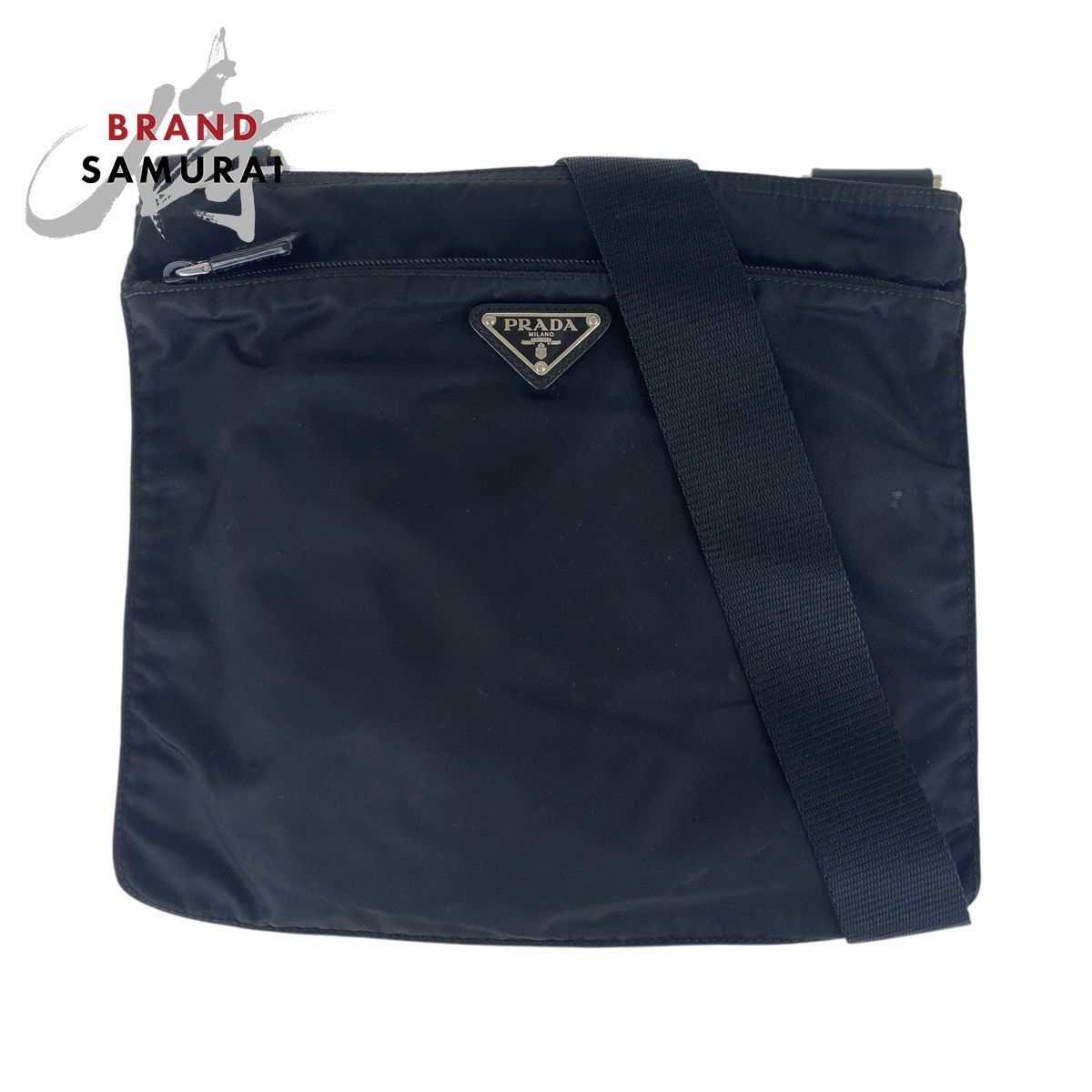 PRADA プラダ テスート 三角ロゴプレート ブラック 黒 シルバー金具