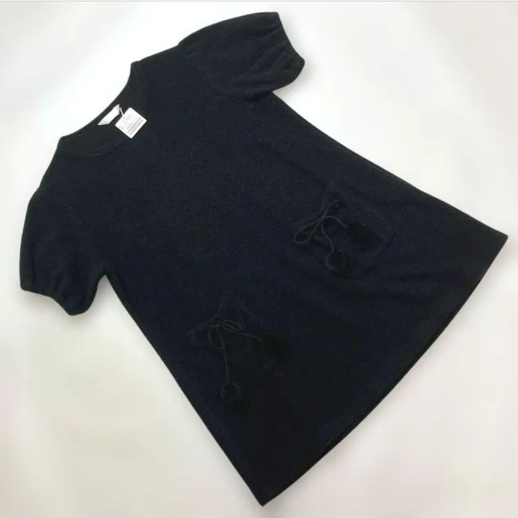 ♥ ピンクハウス 黒 ポンポン使い ループブークレーチュニック