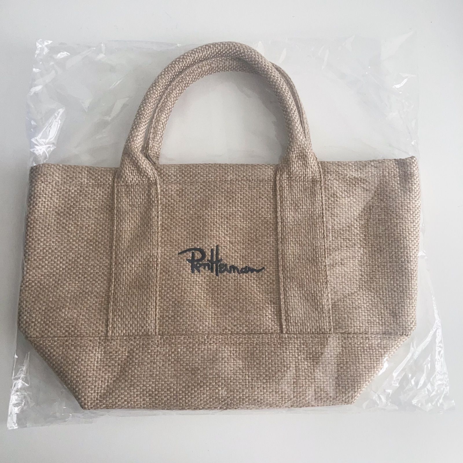 ロンハーマン トートバッグ ベージュ 新品未使用 新色 ロンハーマン ロゴ刺繍 トートバッグ ライトベージュ 新品