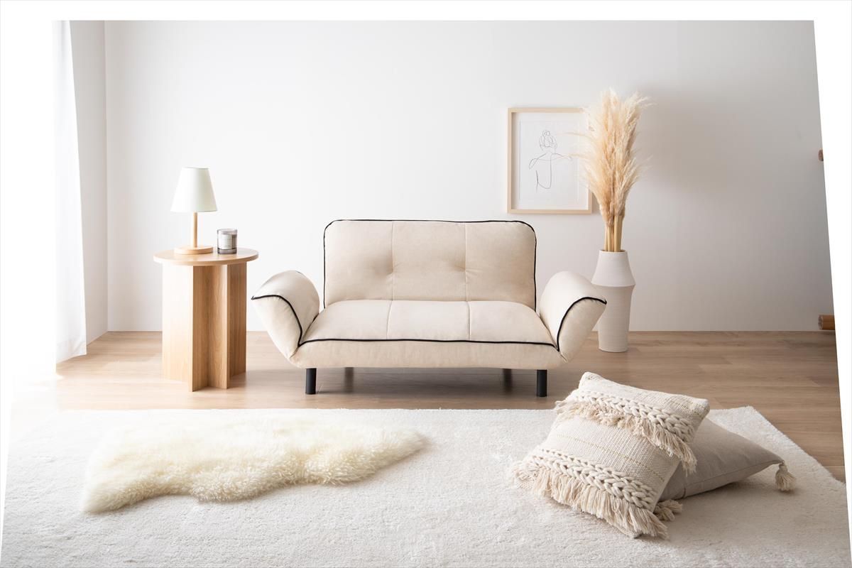 【幅118cm】Pique リクライニングソファ　アイボリー 幅118cm】Pique リクライニングソファ アイボリー