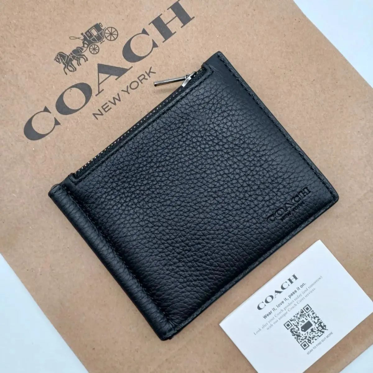 COACH マネークリップ 新品 ブラック お札入れ 小銭入れ コンパクト