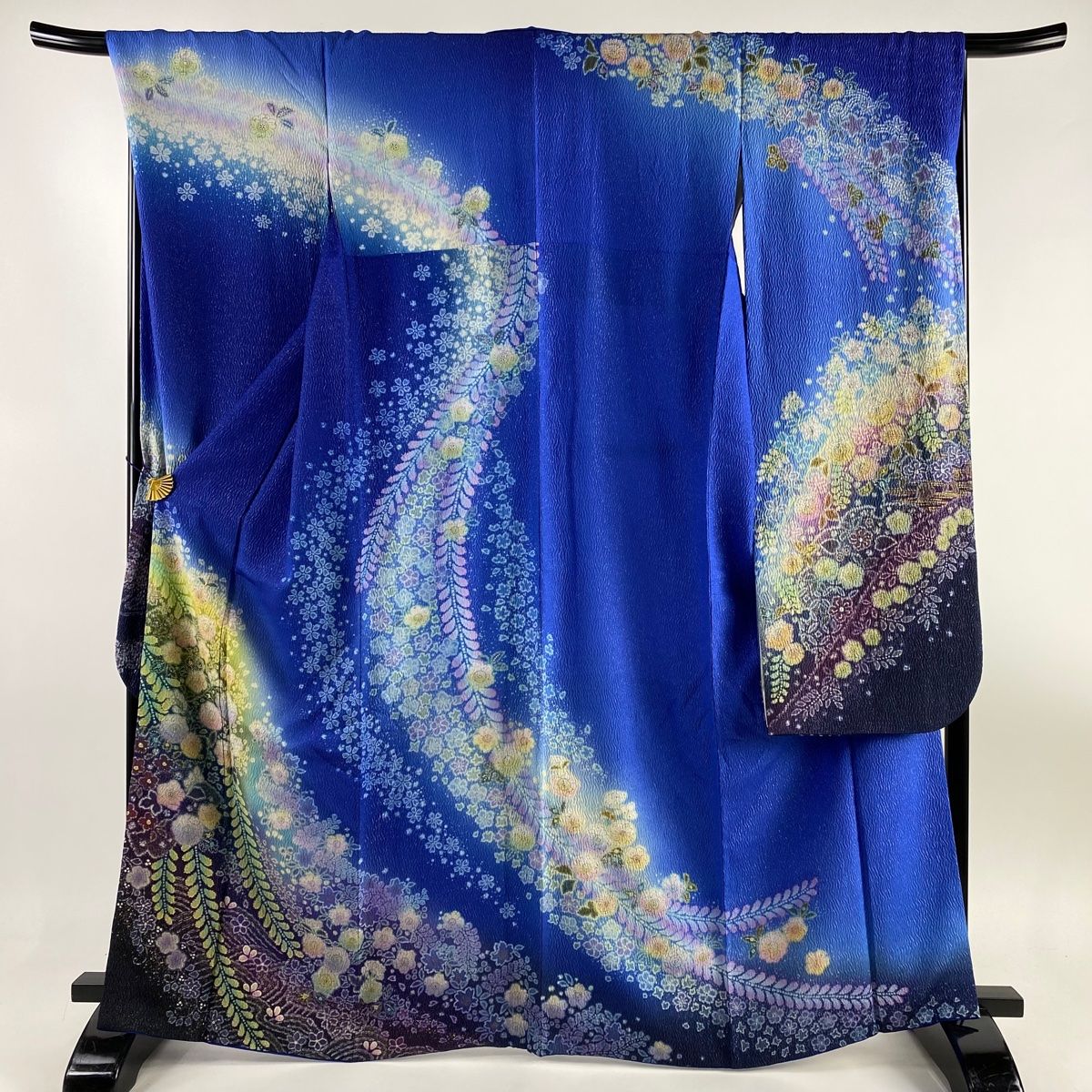 振袖 身丈166cm 裄丈69cm L 袷 吉乃一廉 落款 辻が花 銀通し ぼかし 青  