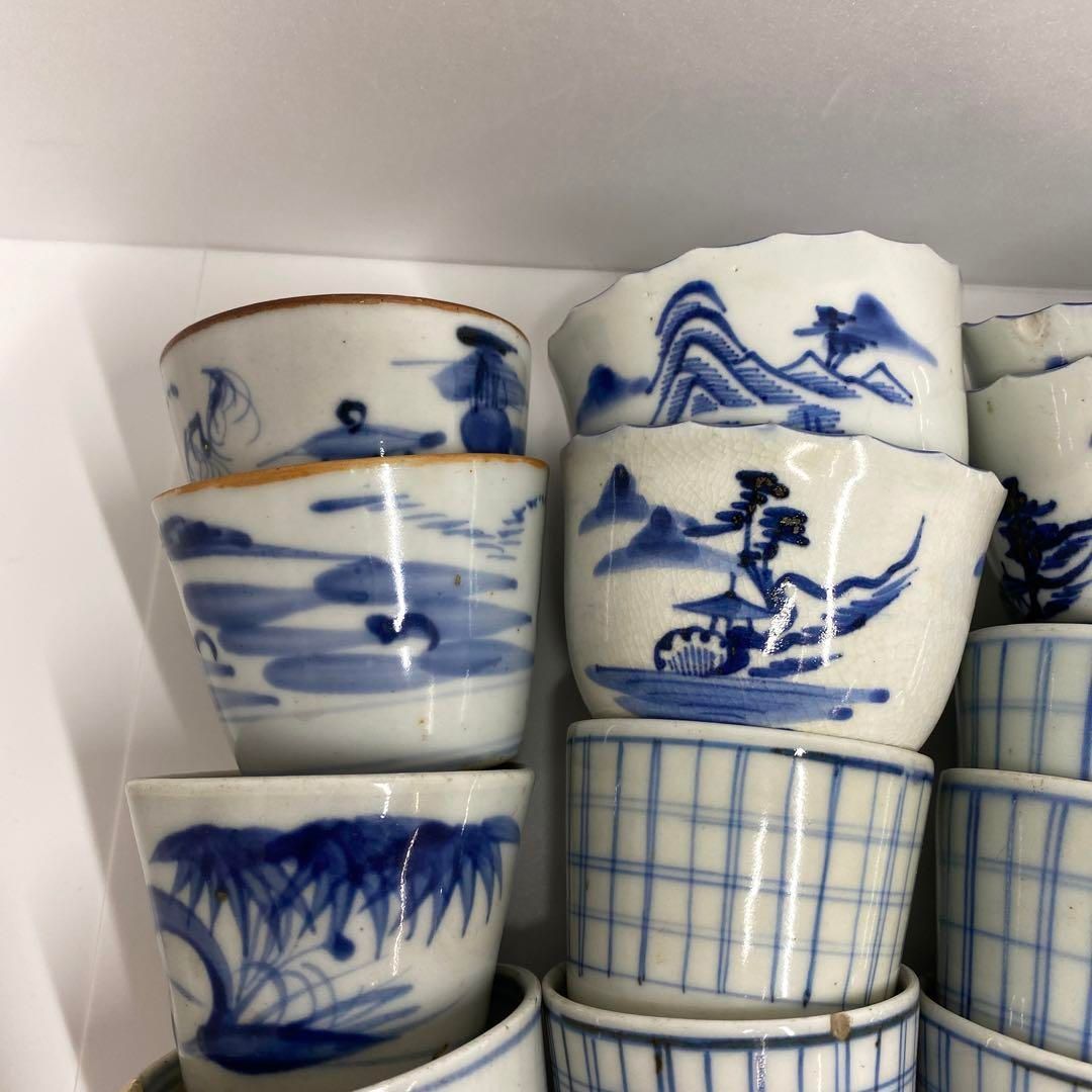 古伊万里　染付蕎麦猪口29客B　東Y6-1206④ 古伊万里 染付蕎麦猪口29客B 東Y6-1206④ そば猪口 古伊万里