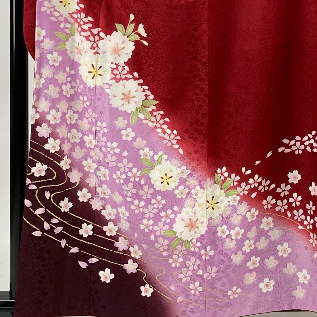 訪問着 身丈161.5cm 裄丈66.5cm M 袷 落款 桜 花びら 染め分け