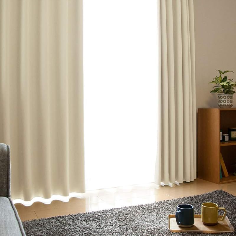 Ezee 遮光1級 防炎ラベル付き 遮熱 断熱 省エネ カーテン|防炎クラアク 幅200cm×丈178cm 1枚入 | 色 ベージュ